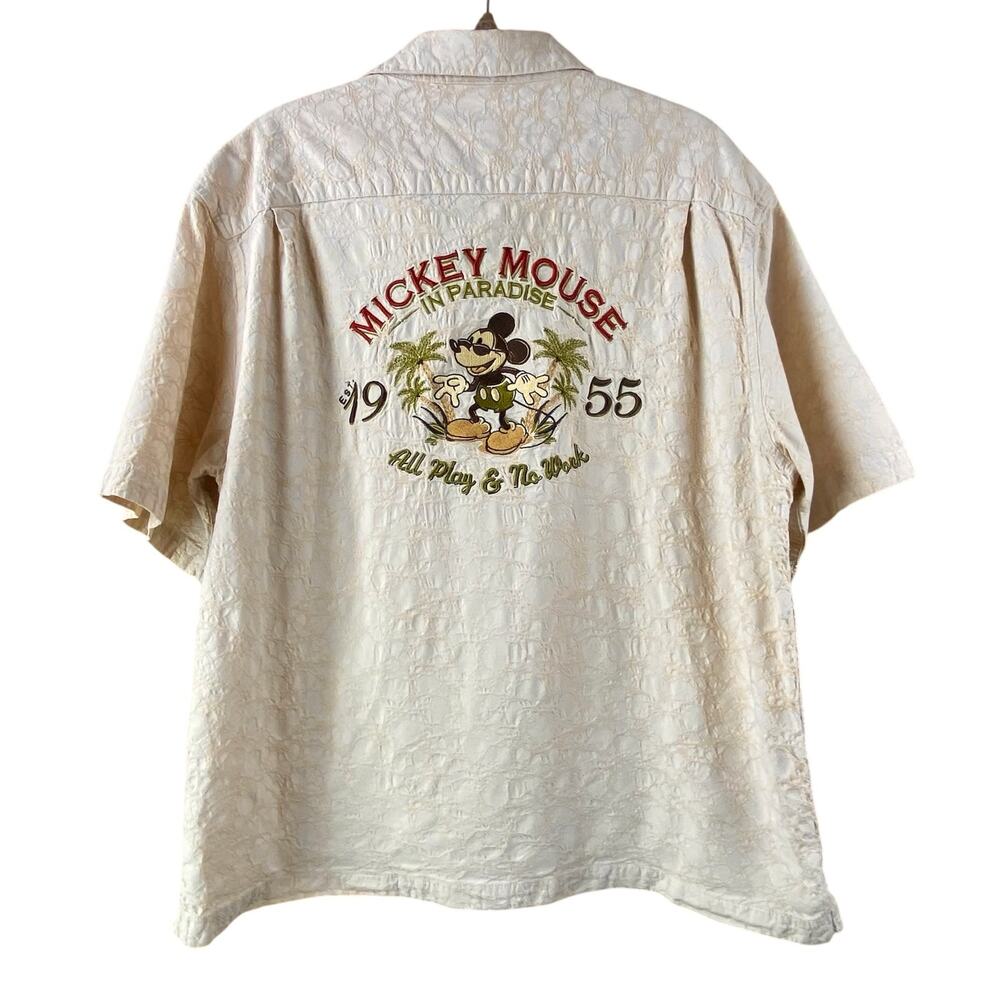Disney Parks Embroidered Camp Shirt Size L/XL Mickey Mouse
